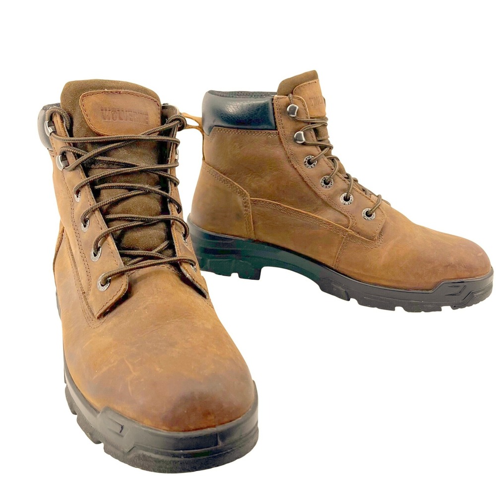 Wolverine Chainhand 6" Work Boots Men 10 Brn Leather Slip Resistant EPX Soft Toe